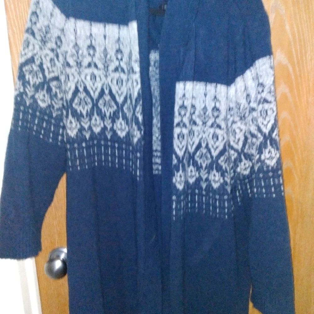 Gently used hooded sweater jacket.